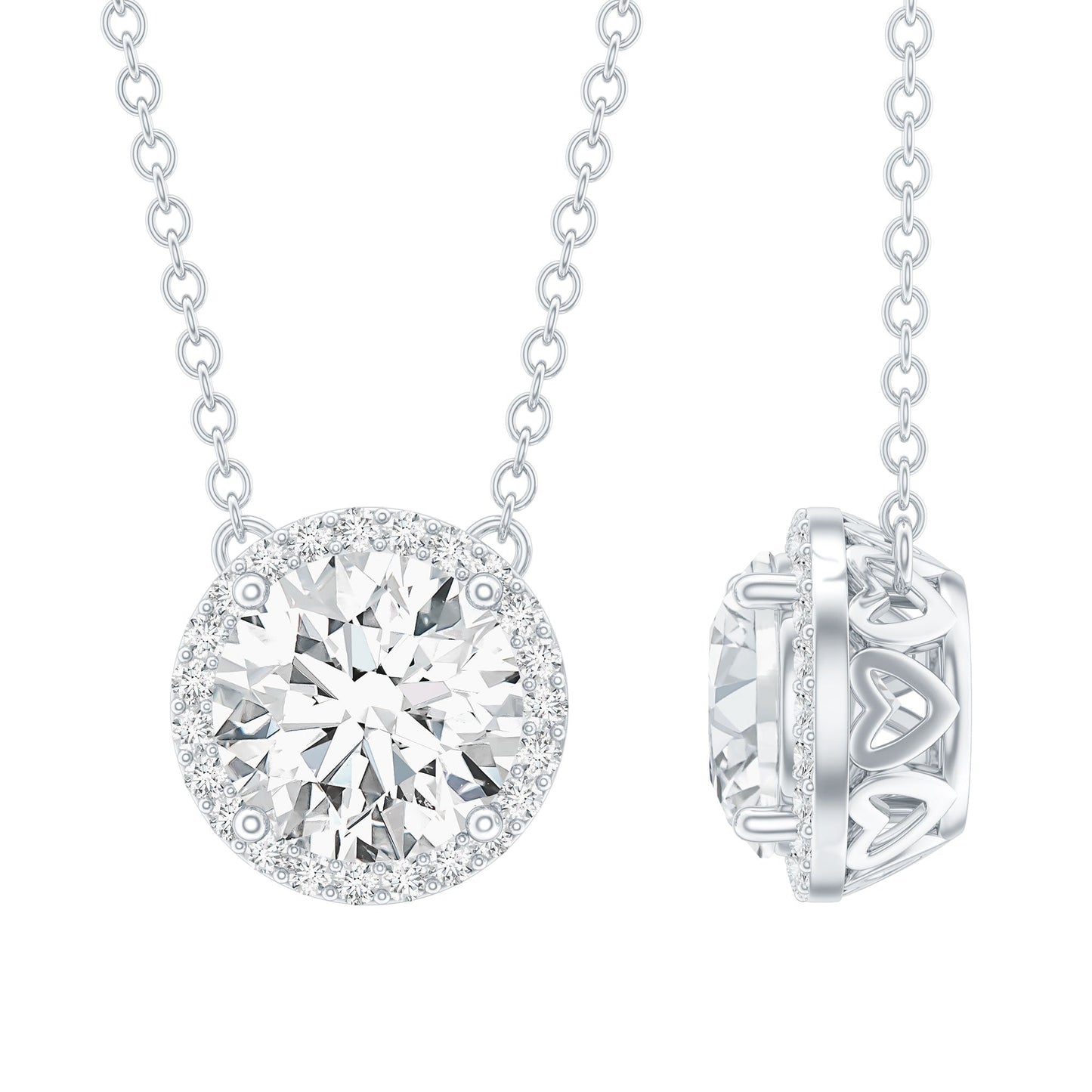 Certified Lab Created Diamond Halo Necklace For Bride