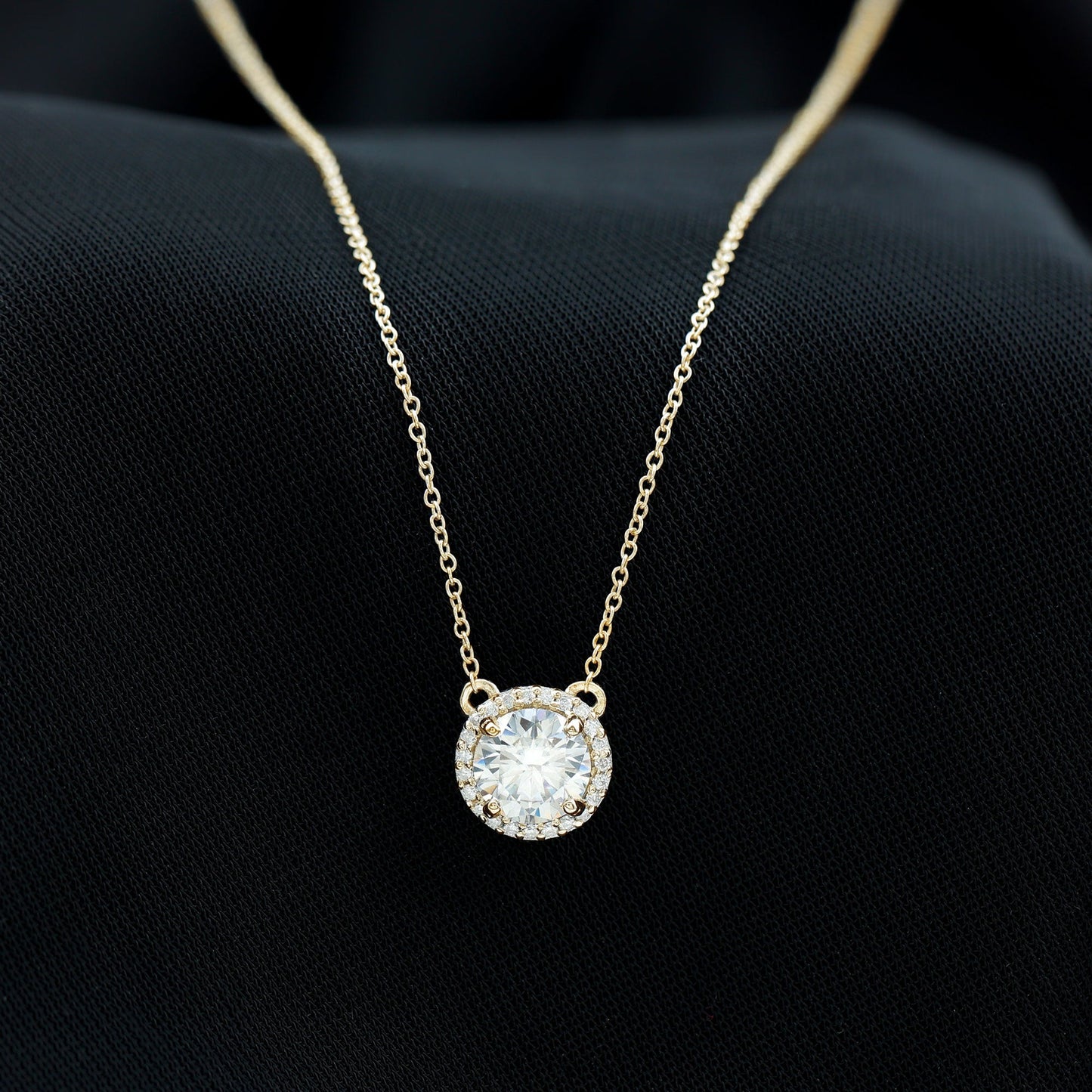 Certified Lab Created Diamond Halo Necklace For Bride