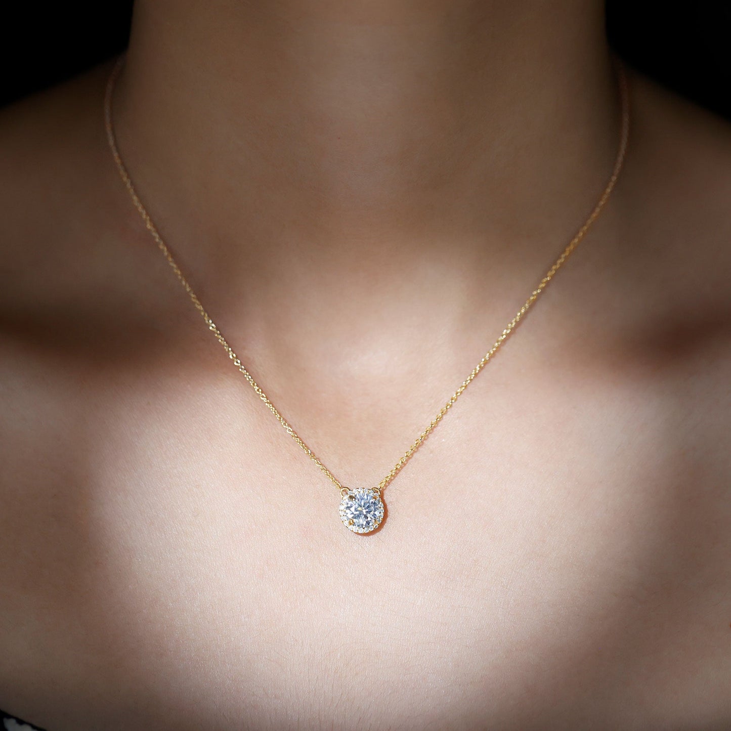 Certified Lab Created Diamond Halo Necklace For Bride