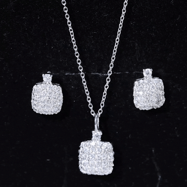 Certified Lab Grown Diamond Bridal Necklace Earring Set