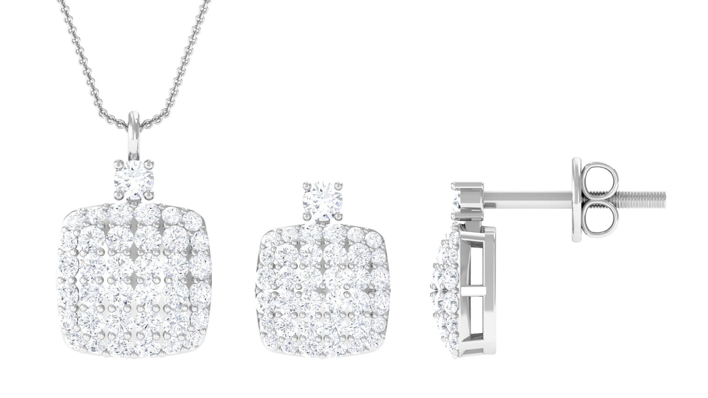 Certified Lab Grown Diamond Bridal Necklace Earring Set