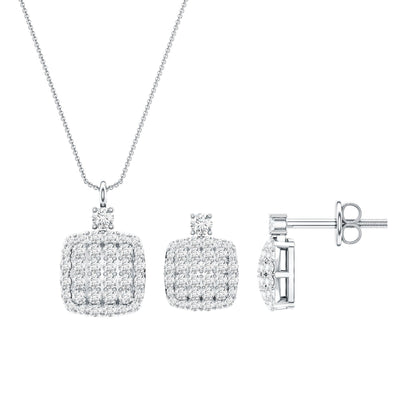 Certified Lab Grown Diamond Bridal Necklace Earring Set