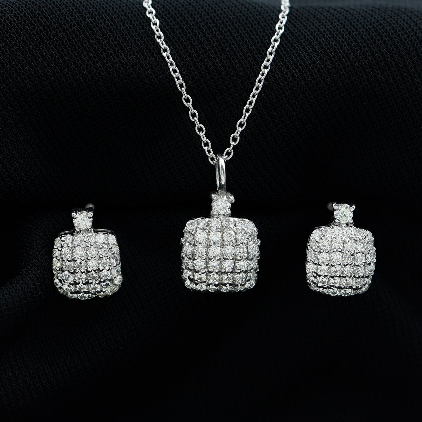 Certified Lab Grown Diamond Bridal Necklace Earring Set