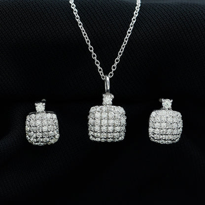 Certified Lab Grown Diamond Bridal Necklace Earring Set