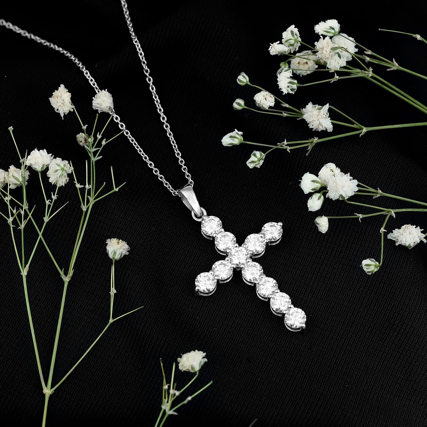 Lab Grown Diamond Catholic Cross Necklace for Women