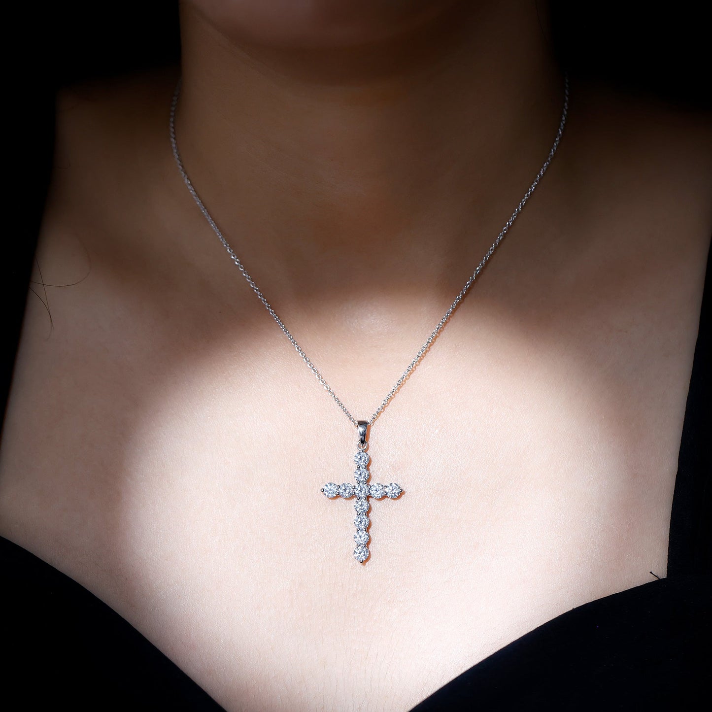 Lab Grown Diamond Catholic Cross Necklace for Women