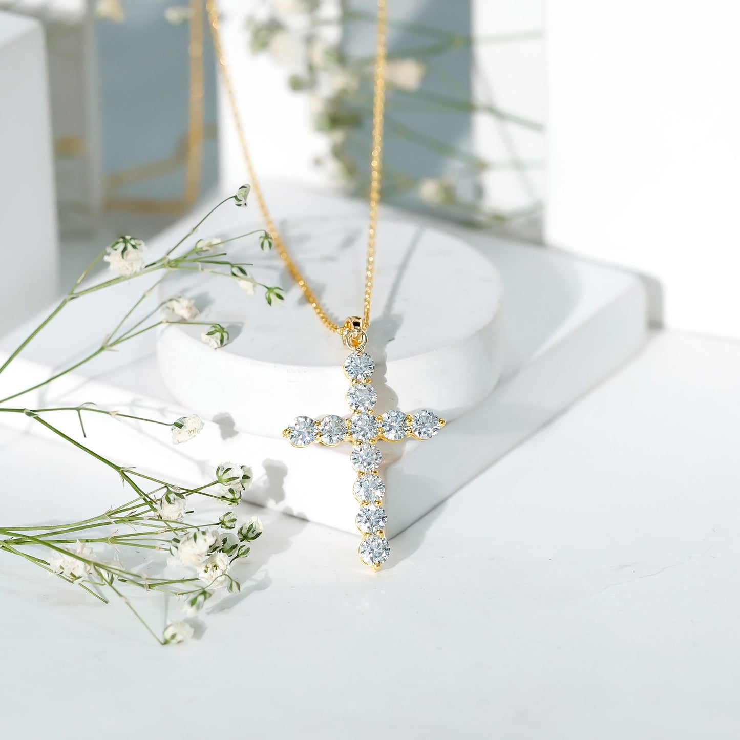 Lab Grown Diamond Catholic Cross Necklace for Women