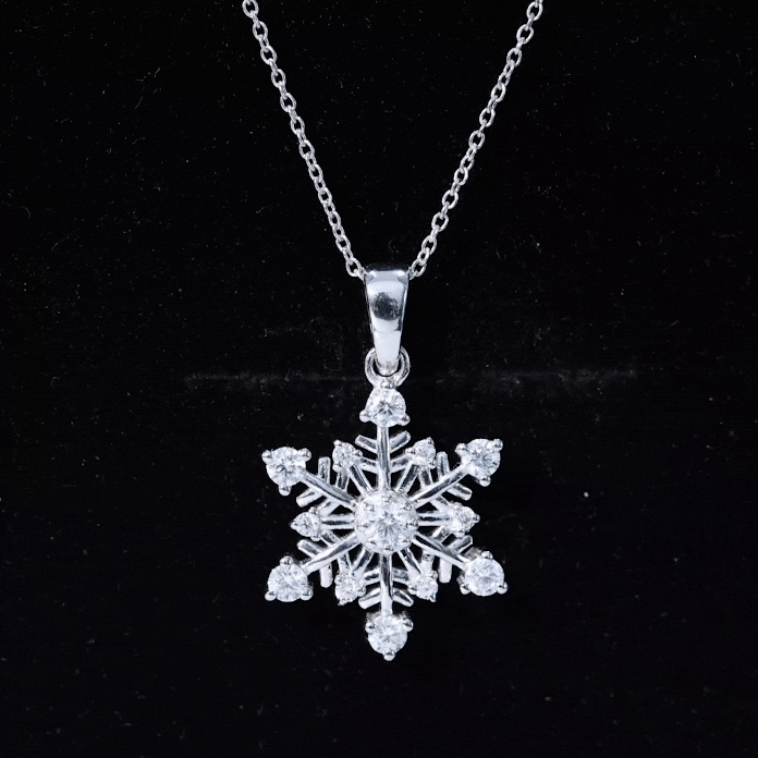 Lab Grown Diamond Snowflake Winter Necklace for Her