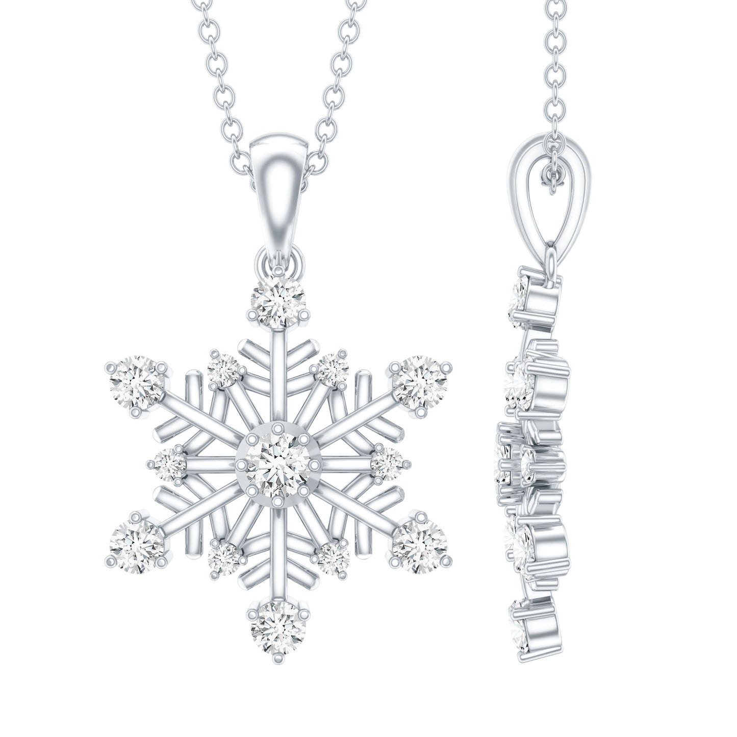Lab Grown Diamond Snowflake Winter Necklace for Her