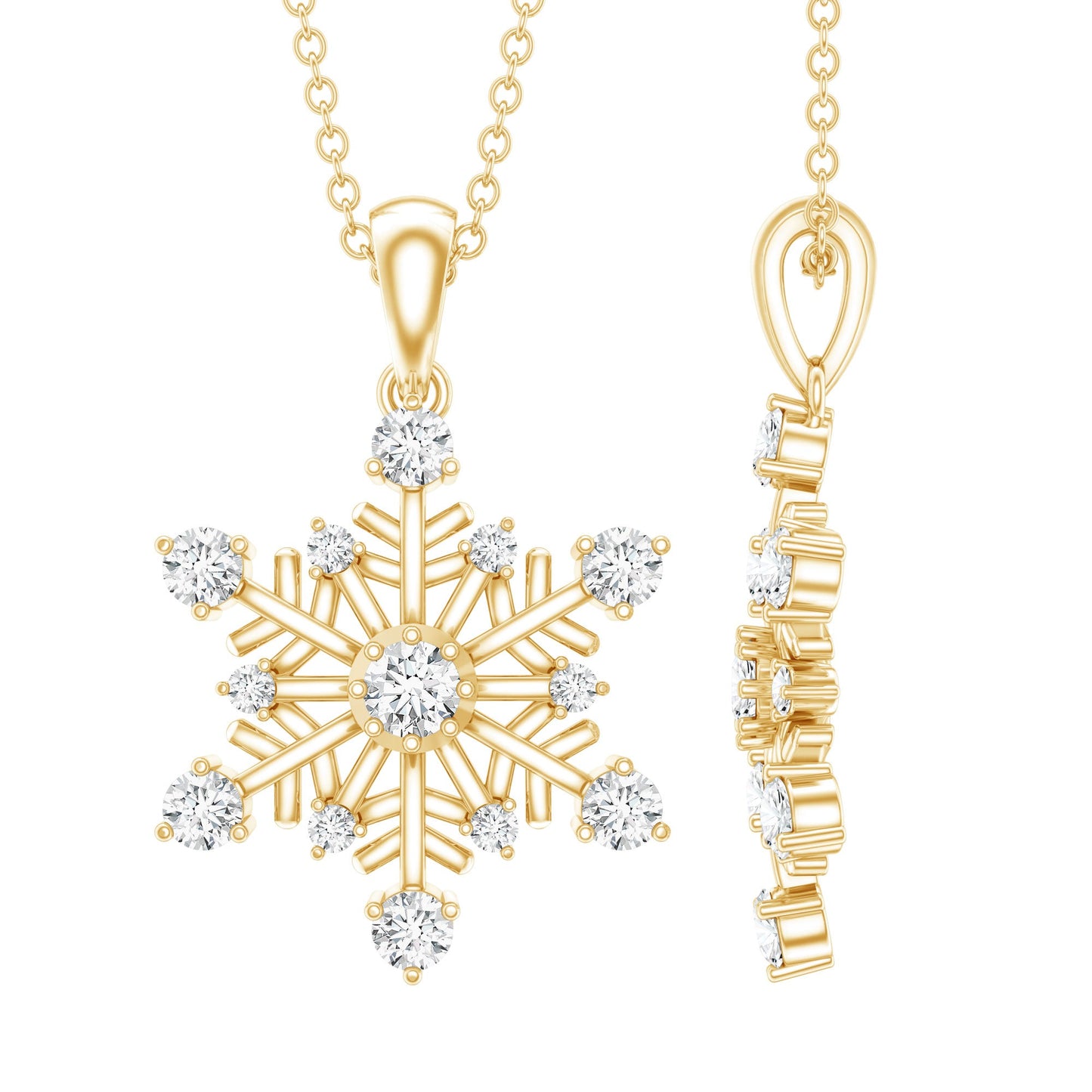 Lab Grown Diamond Snowflake Winter Necklace for Her