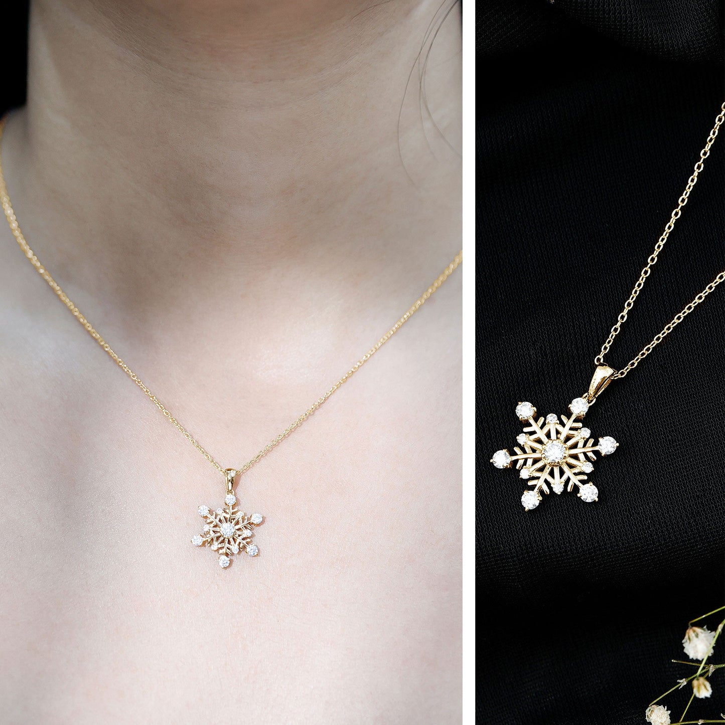 Lab Grown Diamond Snowflake Winter Necklace for Her