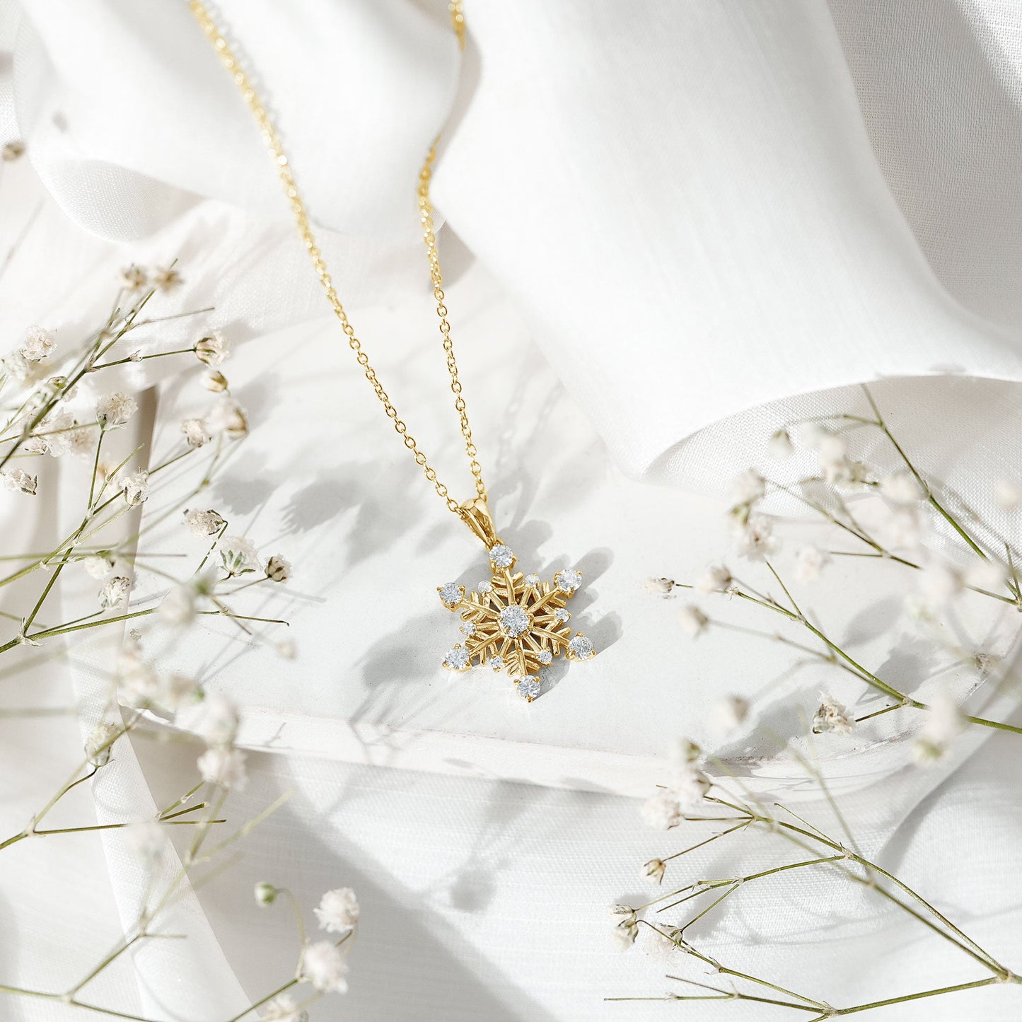 Lab Grown Diamond Snowflake Winter Necklace for Her