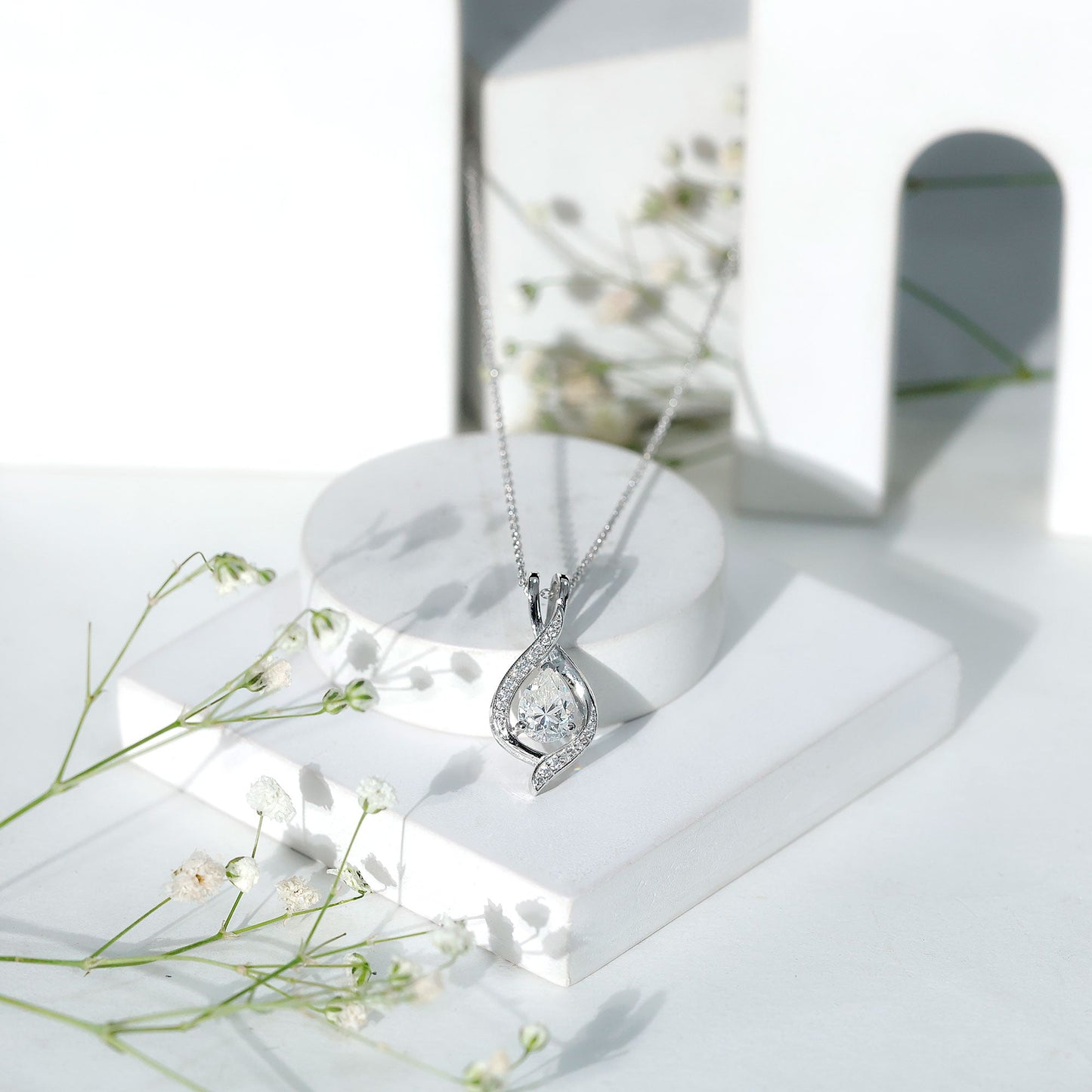 Lab Grown Diamond Teardrop Bridal Wedding Necklace