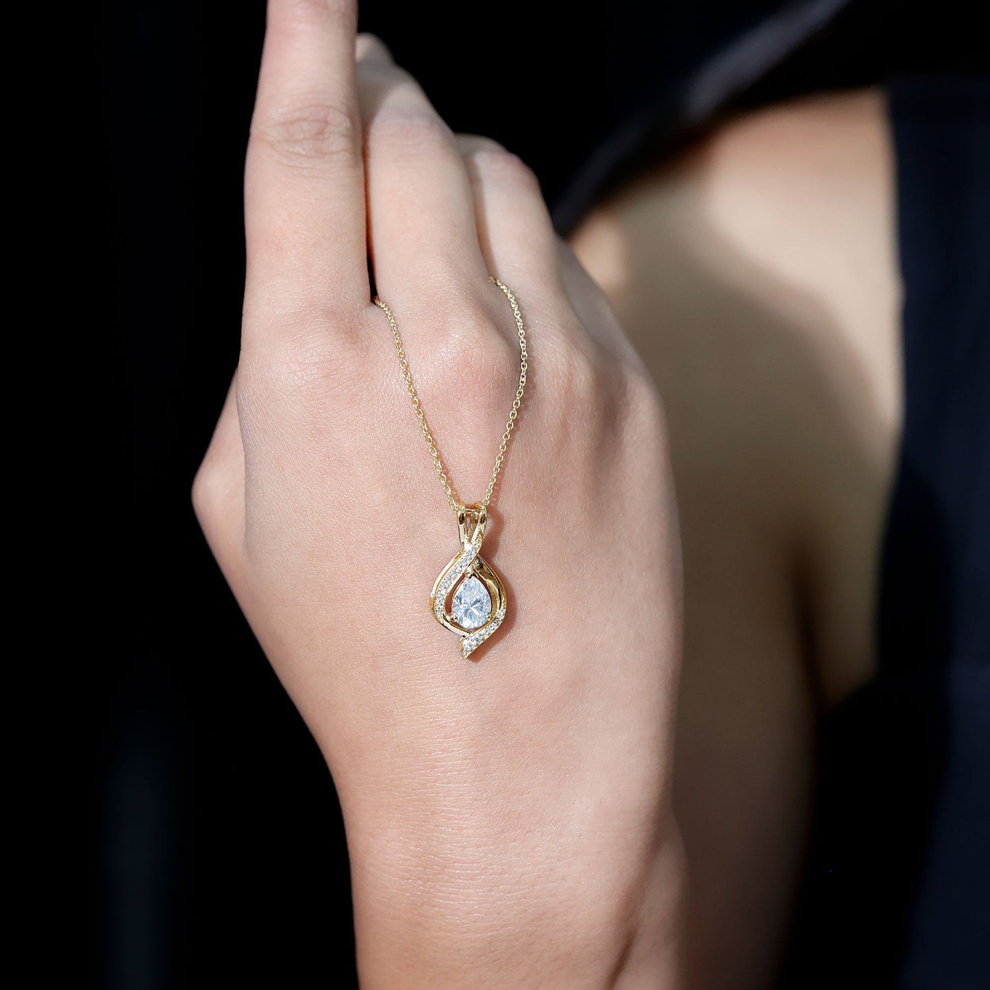 Lab Grown Diamond Teardrop Bridal Wedding Necklace