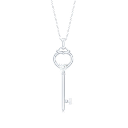 Heart Key Pendant Necklace with Lab Grown Diamond