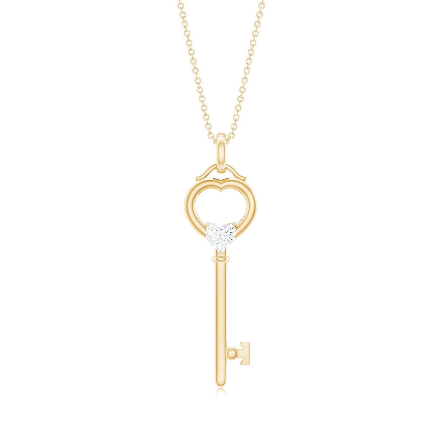Heart Key Pendant Necklace with Lab Grown Diamond