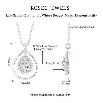 Pear Shape Lab Grown Diamond Teardrop Pendant Necklace