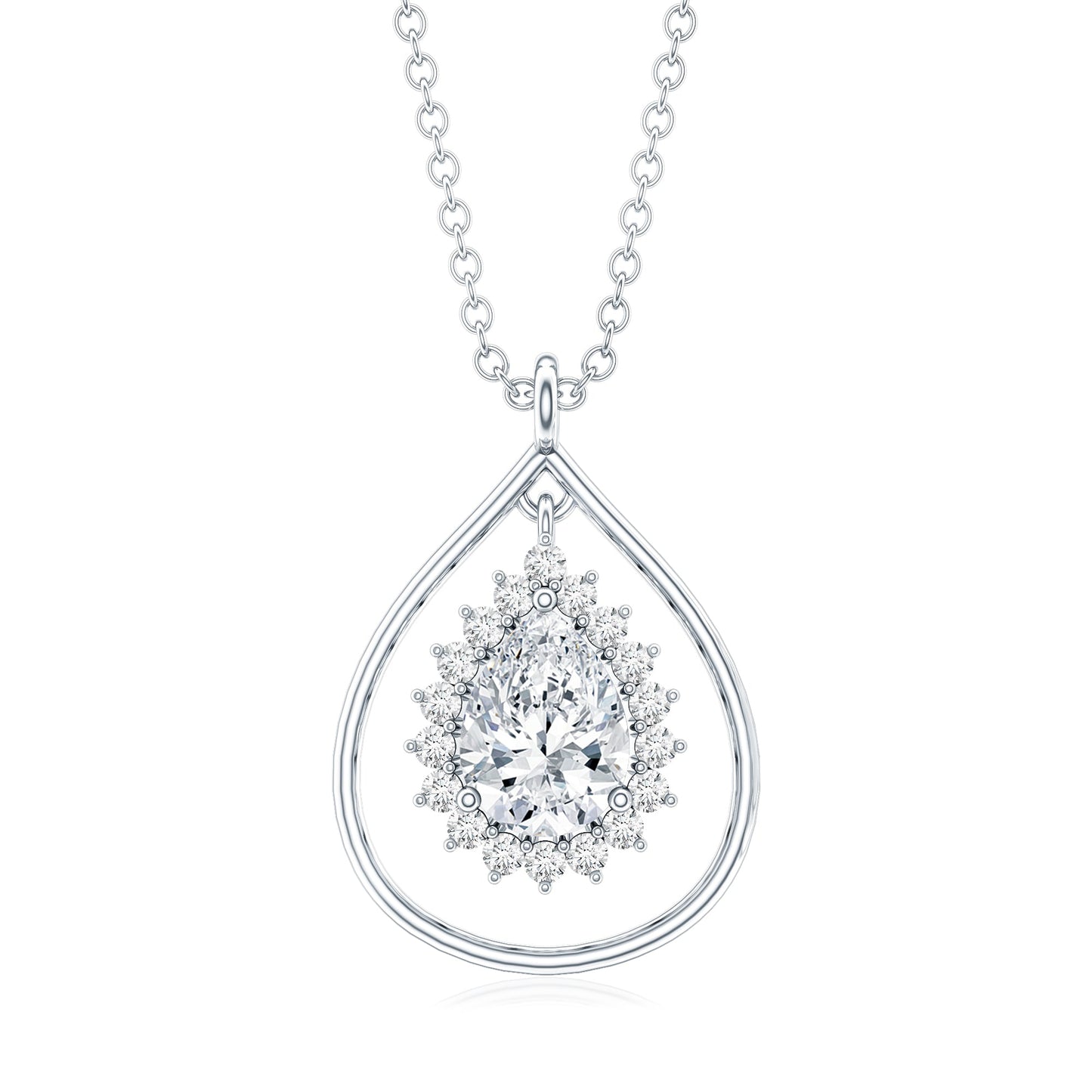 Pear Shape Lab Grown Diamond Teardrop Pendant Necklace
