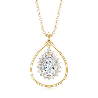 Pear Shape Lab Grown Diamond Teardrop Pendant Necklace