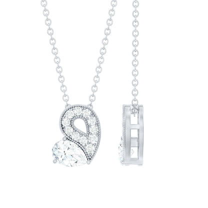 Lab Grown Diamond Pendant Necklace with Beaded Details