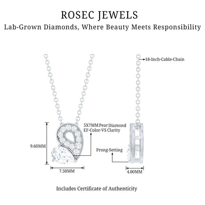 Lab Grown Diamond Pendant Necklace with Beaded Details