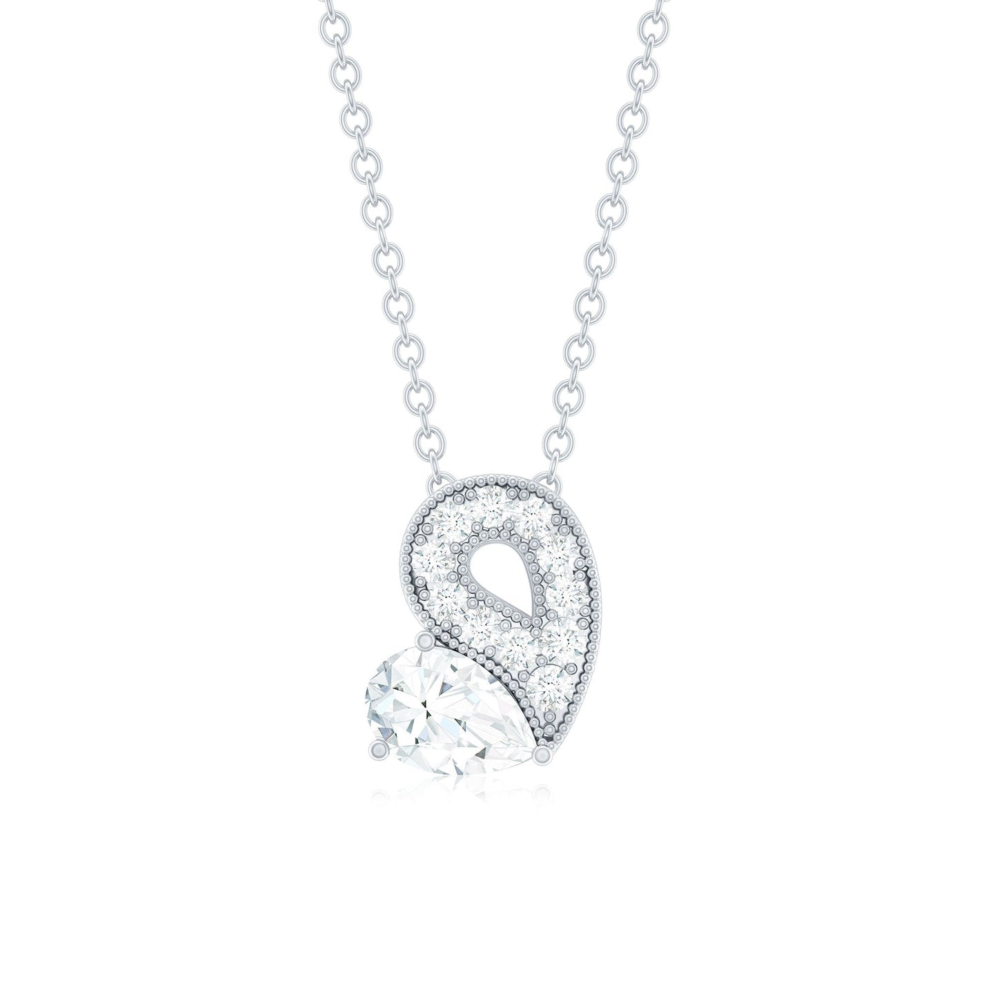 Lab Grown Diamond Pendant Necklace with Beaded Details