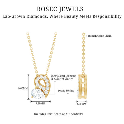 Lab Grown Diamond Pendant Necklace with Beaded Details