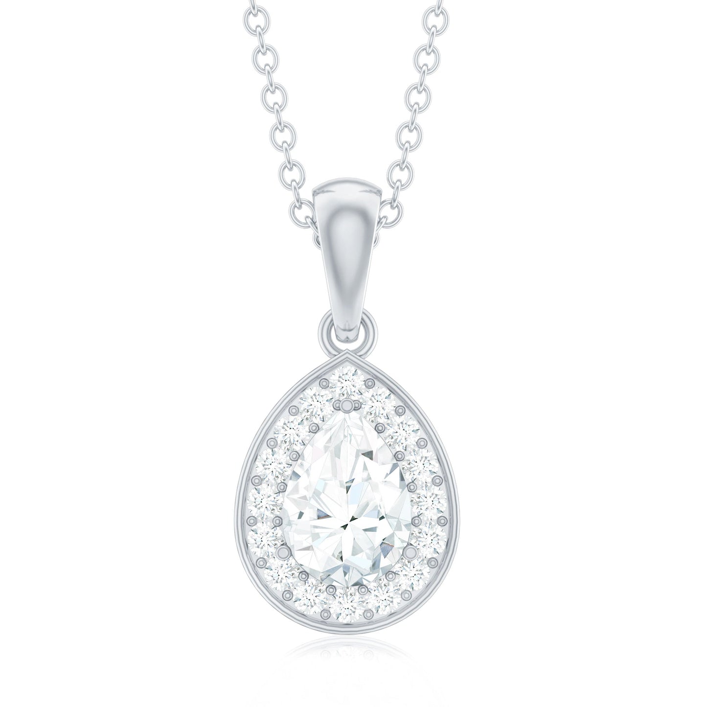 Minimal Lab Grown Diamond Teardrop Halo Pendant