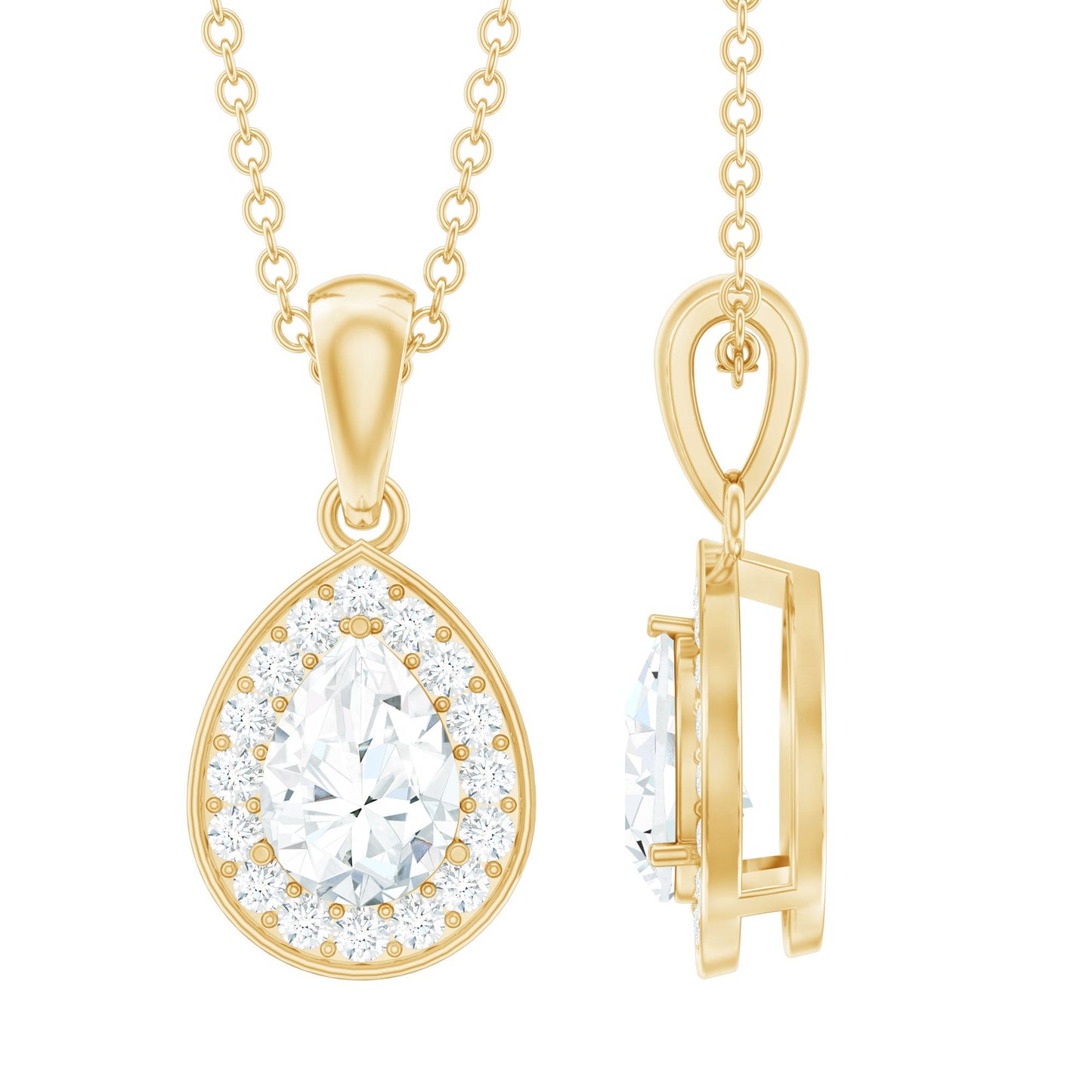 Minimal Lab Grown Diamond Teardrop Halo Pendant