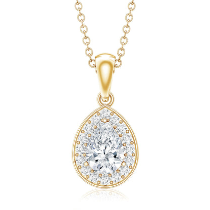 Minimal Lab Grown Diamond Teardrop Halo Pendant
