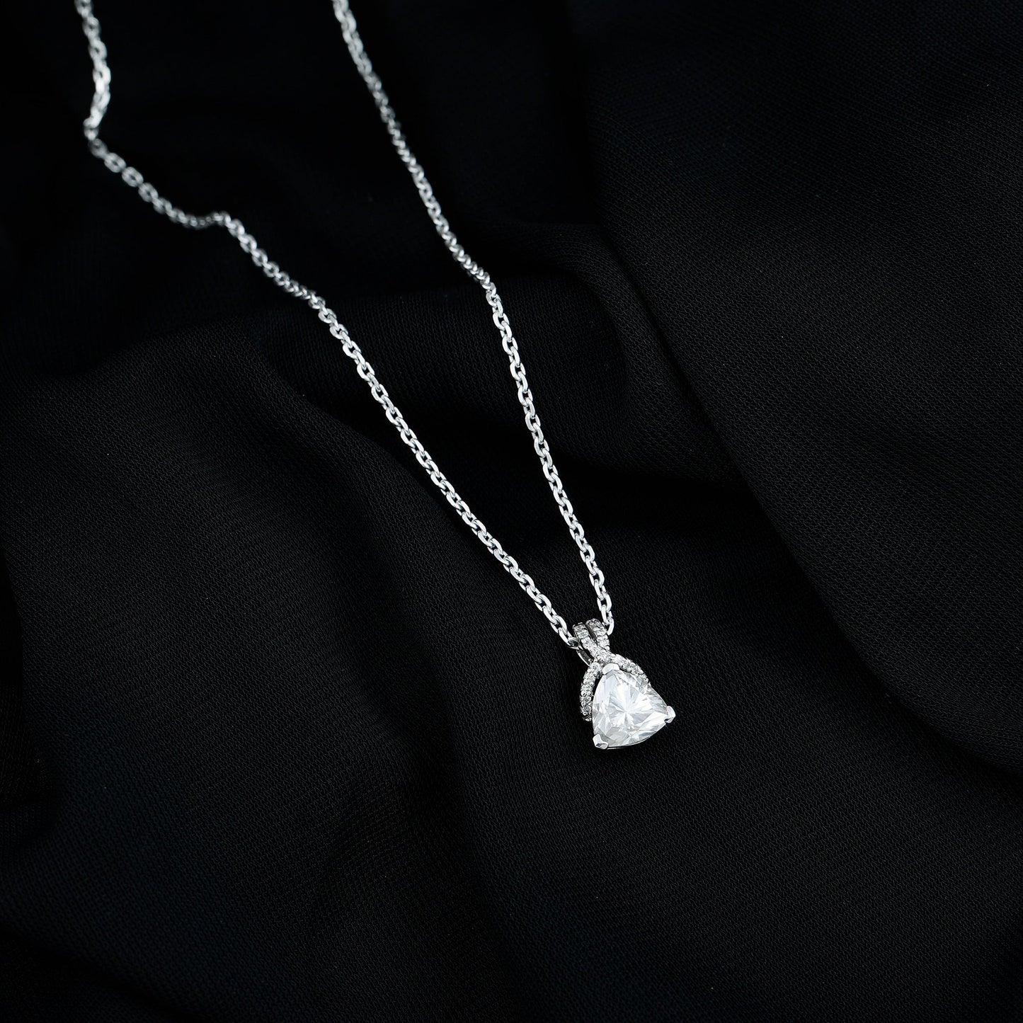 Trilliant Cut 1.6 CT Moissanite Designer Necklace with Silver Chain