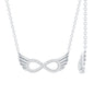 Sterling Silver Pave Set Moissanite Infinity Necklace with Wings