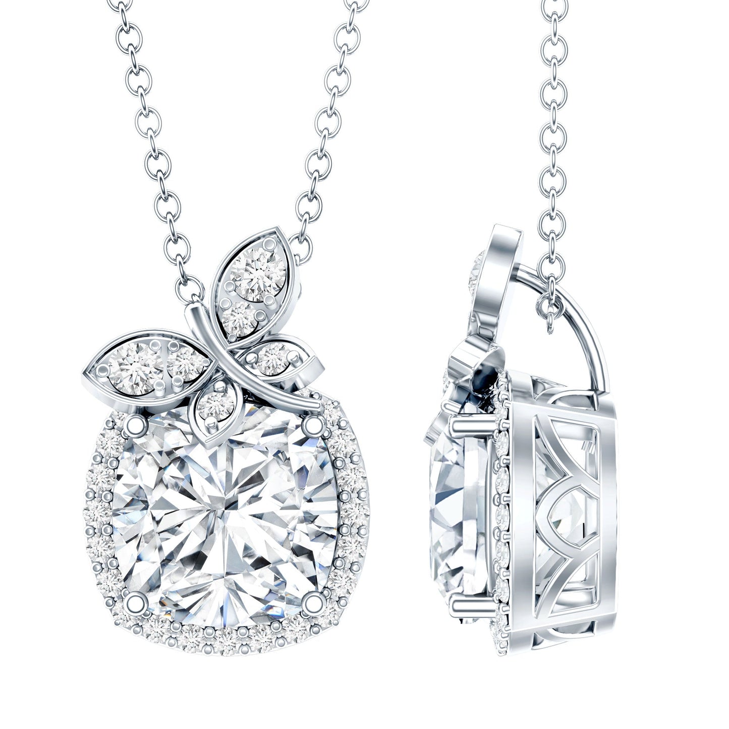 Certified 3 Carat Moissanite Designer Necklace with Silver Chain