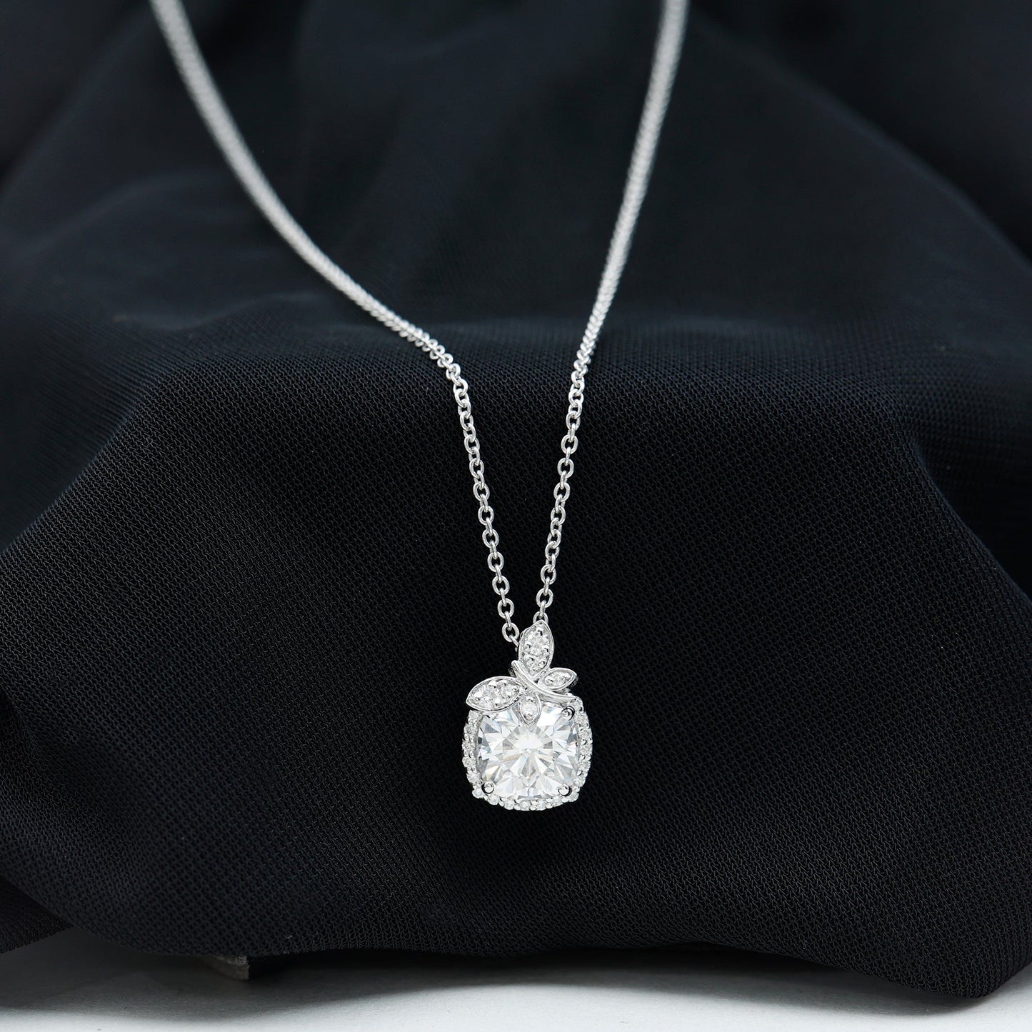 Certified 3 Carat Moissanite Designer Necklace with Silver Chain