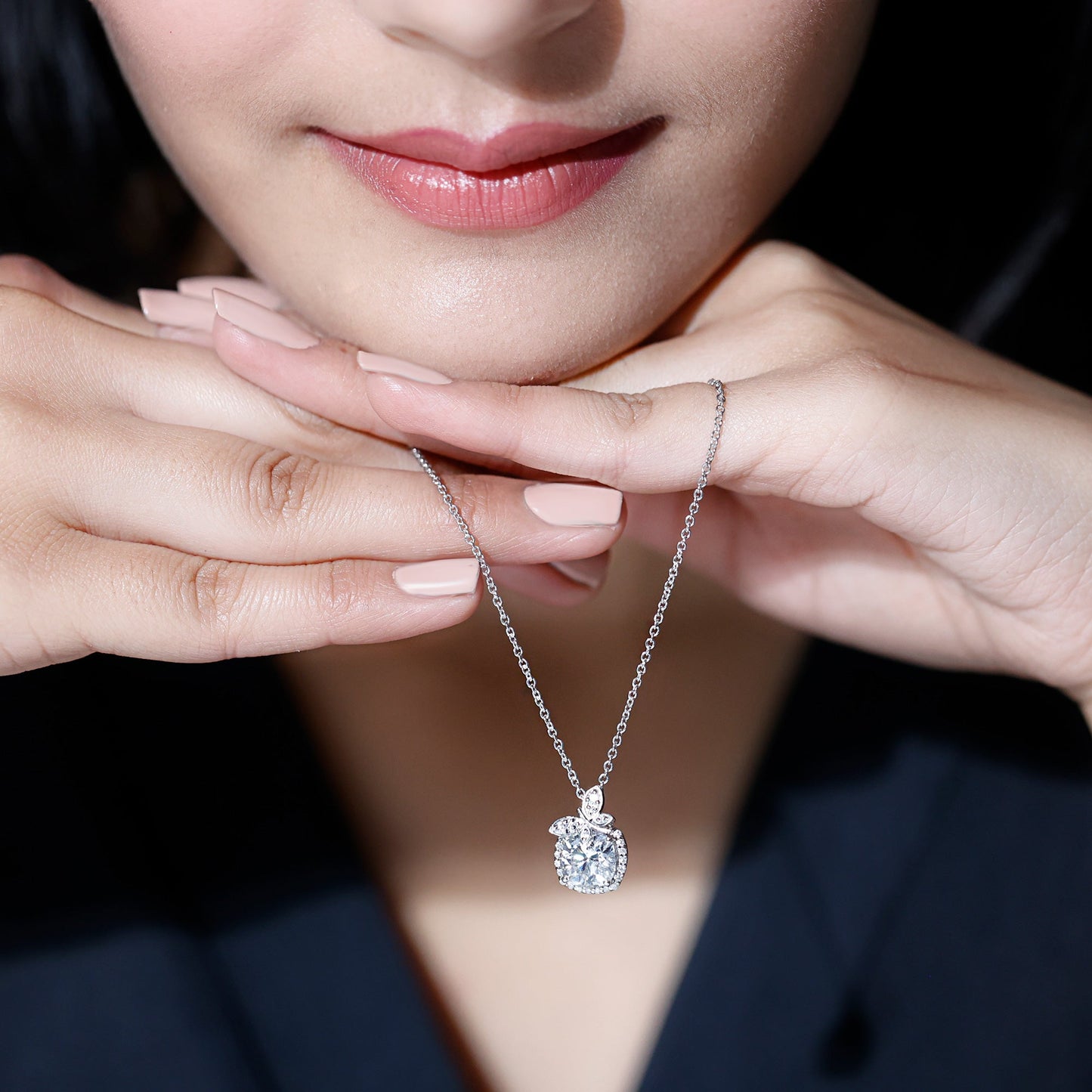 Certified 3 Carat Moissanite Designer Necklace with Silver Chain