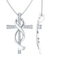 Pave Set Moissanite Cross Infinity Necklace with Silver Chain