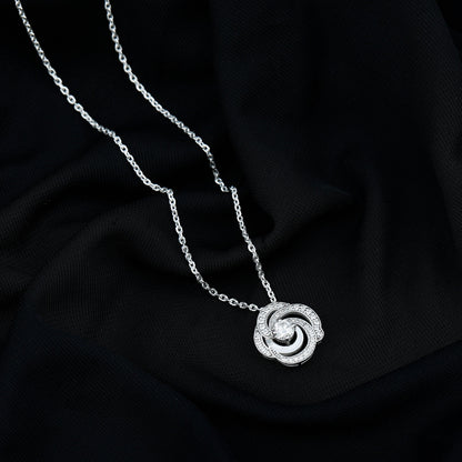 Moissanite Floral Pendant Necklace with Silver Chain