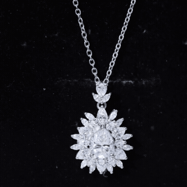 Moissanite Designer Pendant Necklace With Silver Chain