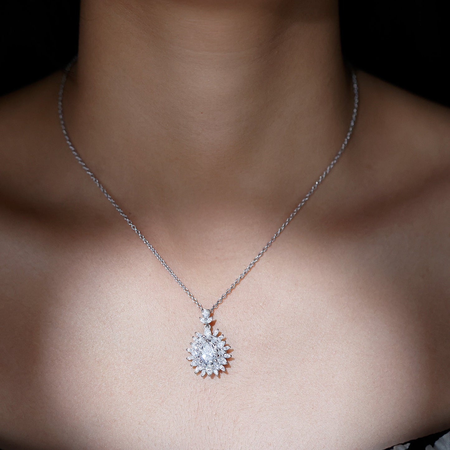 Moissanite Designer Pendant Necklace With Silver Chain