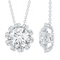 Certified 2 Carat Round Moissanite Sunburst Necklace With Silver Chain