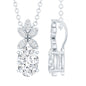 Certified 0.9 Carat Oval Shaped Moissanite Flower Pendant Necklace