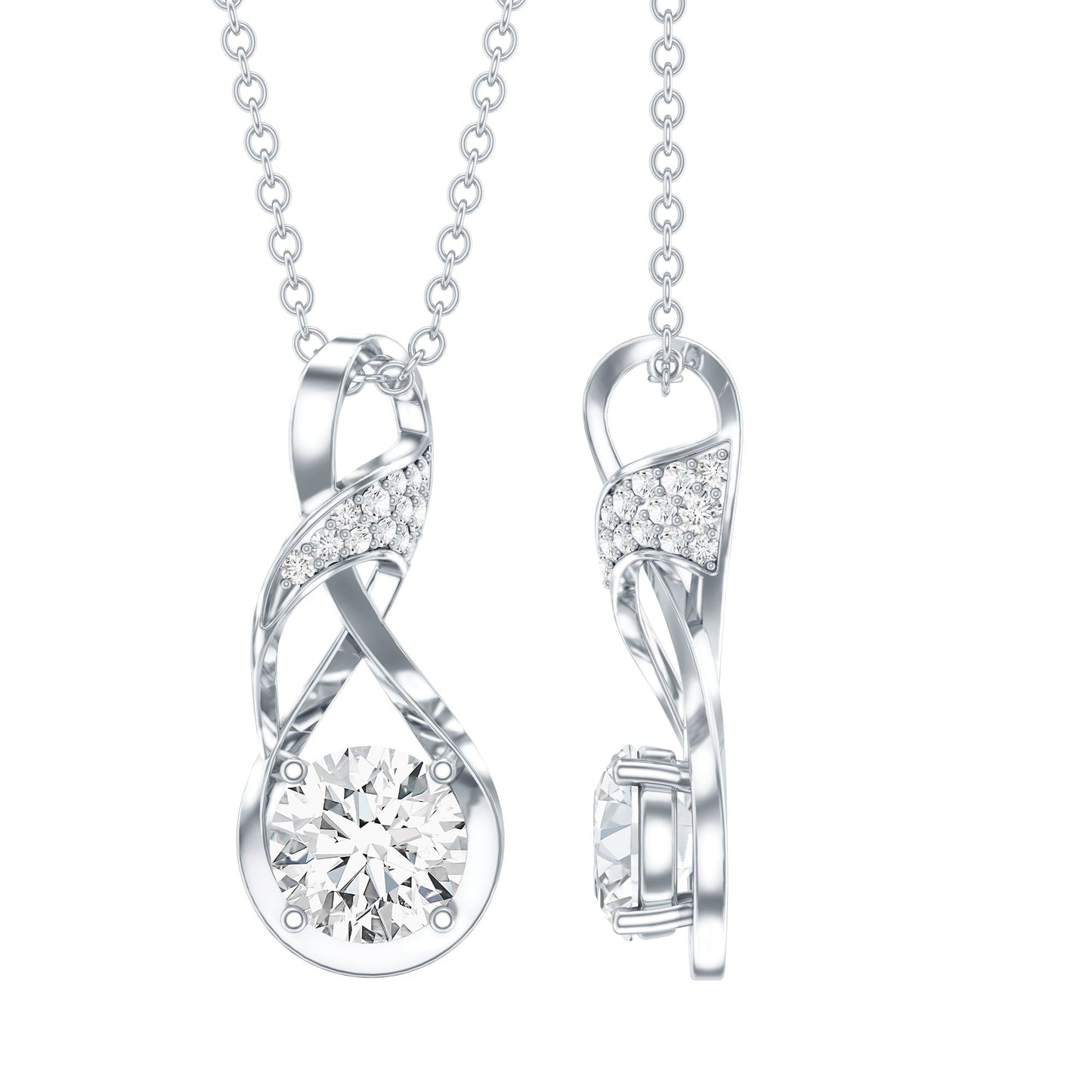 Certified Moissanite Infinity Necklace with Chain
