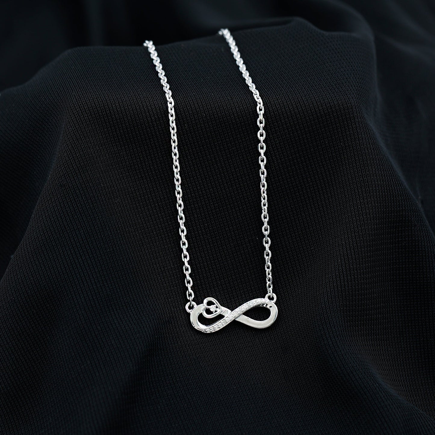 Minimalist Moissanite Infinity Heart Necklace in 14K Gold Plated Silver