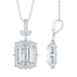 2.8 Carat Vintage Inspired Moissanite Emerald Cut Necklace With Silver Chain