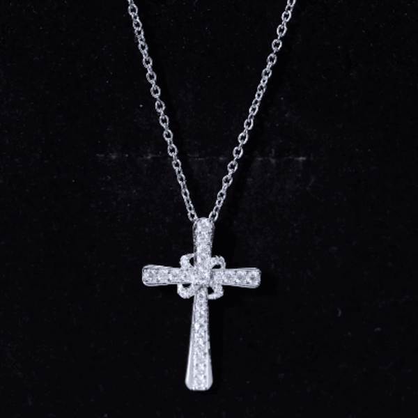 Certified Moissanite Cross Pendant with Silver Chain