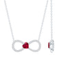 Half Carat Lab Grown Ruby and Moissanite Heart Infinity Necklace For Her
