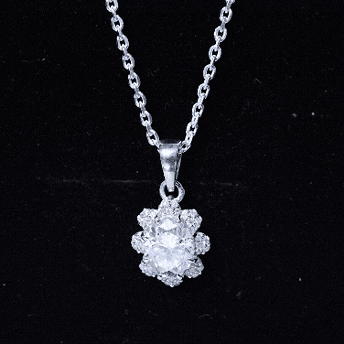 2 Carat Flower Inspired Moissanite Oval Necklace with Silver Chain
