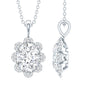 2 Carat Flower Inspired Moissanite Oval Necklace with Silver Chain