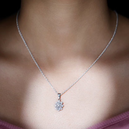 2 Carat Flower Inspired Moissanite Oval Necklace with Silver Chain