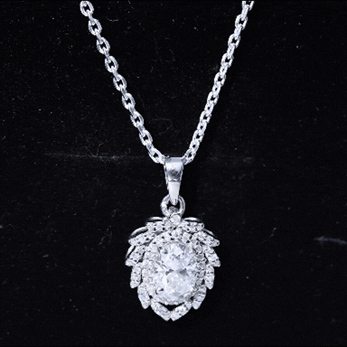 1.29 Carat Oval Shaped Moissanite Wedding Necklace With Silver Chain